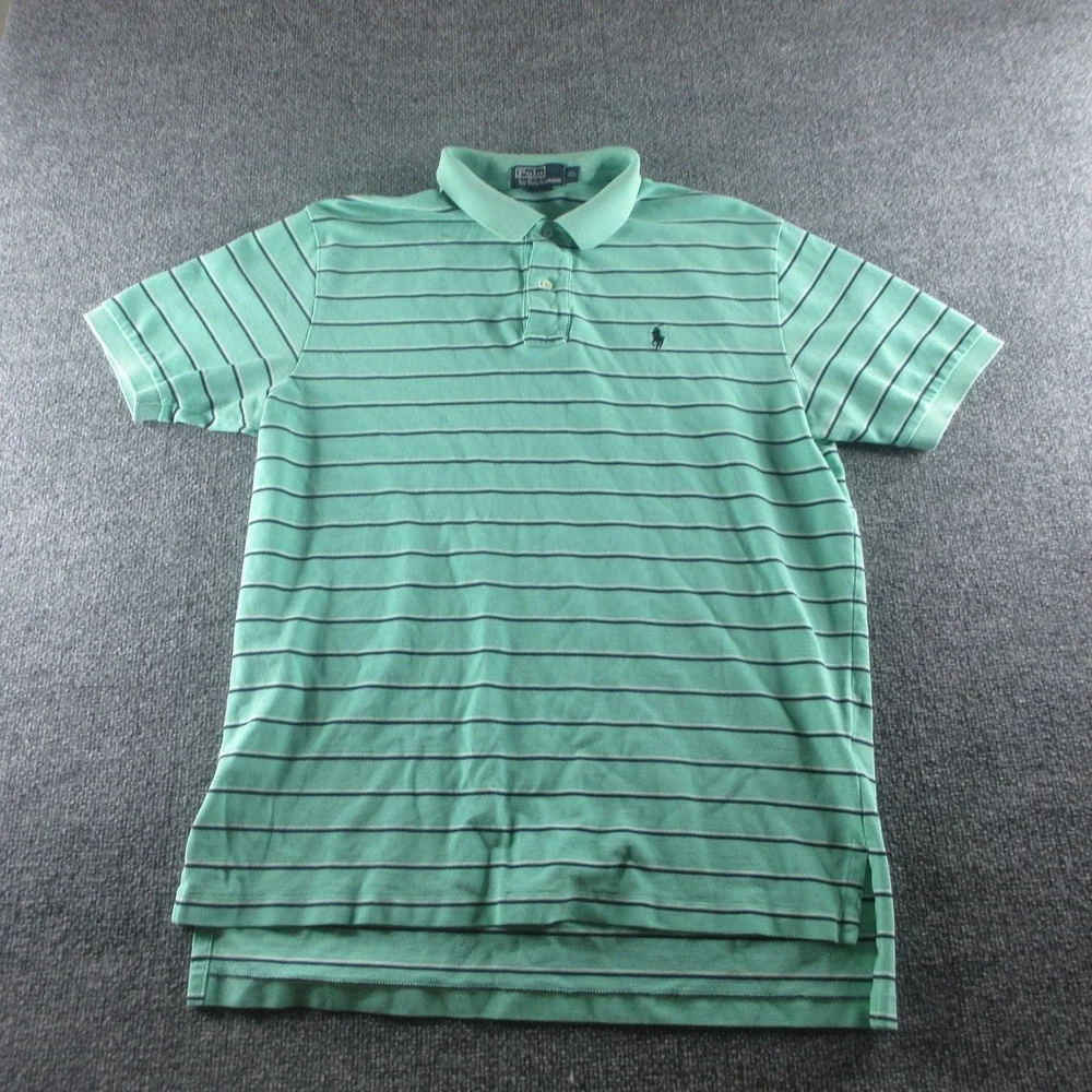 Polo Ralph Lauren Polo Shirt Mens XL Green Striped Short Sleeve Cotton Logo